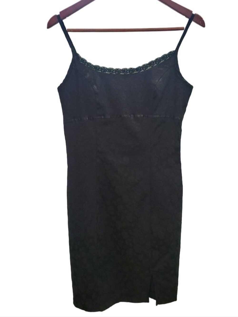 Jody California Vintage Slip Dress Black Rose Jacquard 90s Y2K